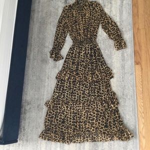 Misa Leopard Print Ruffle Maxi Dress